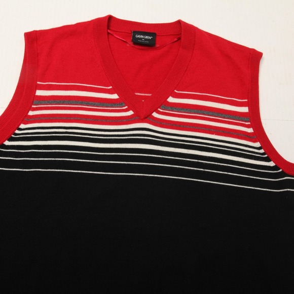 Galvin Green Other - Galvin Green Sweater Vest Mens XL Red Black Stripe Knit Wool Golf Pullover